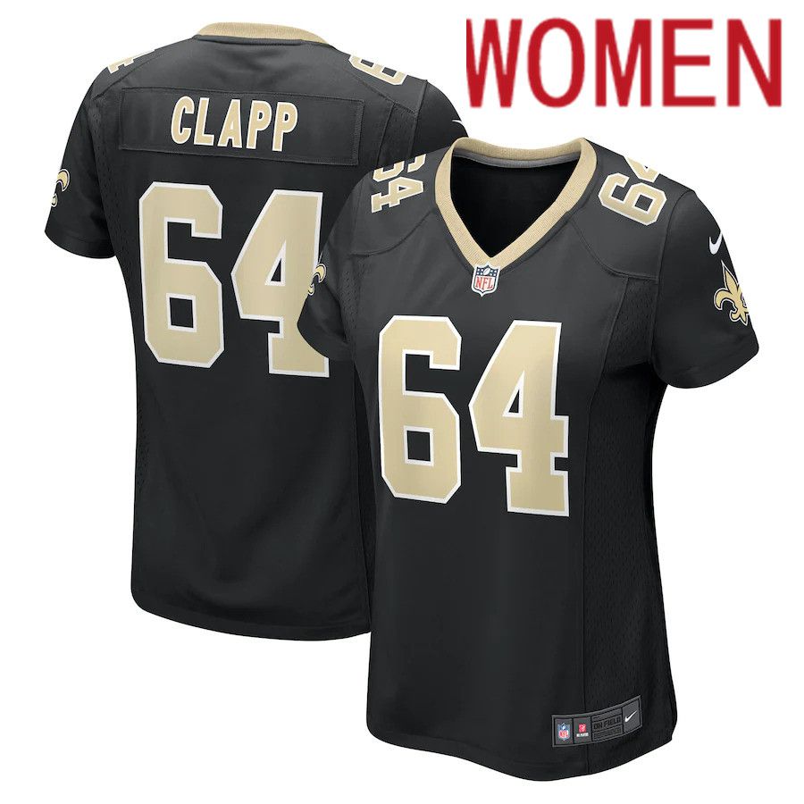 Women New Orleans Saints 64 Will Clapp Nike Black Game NFL Jersey